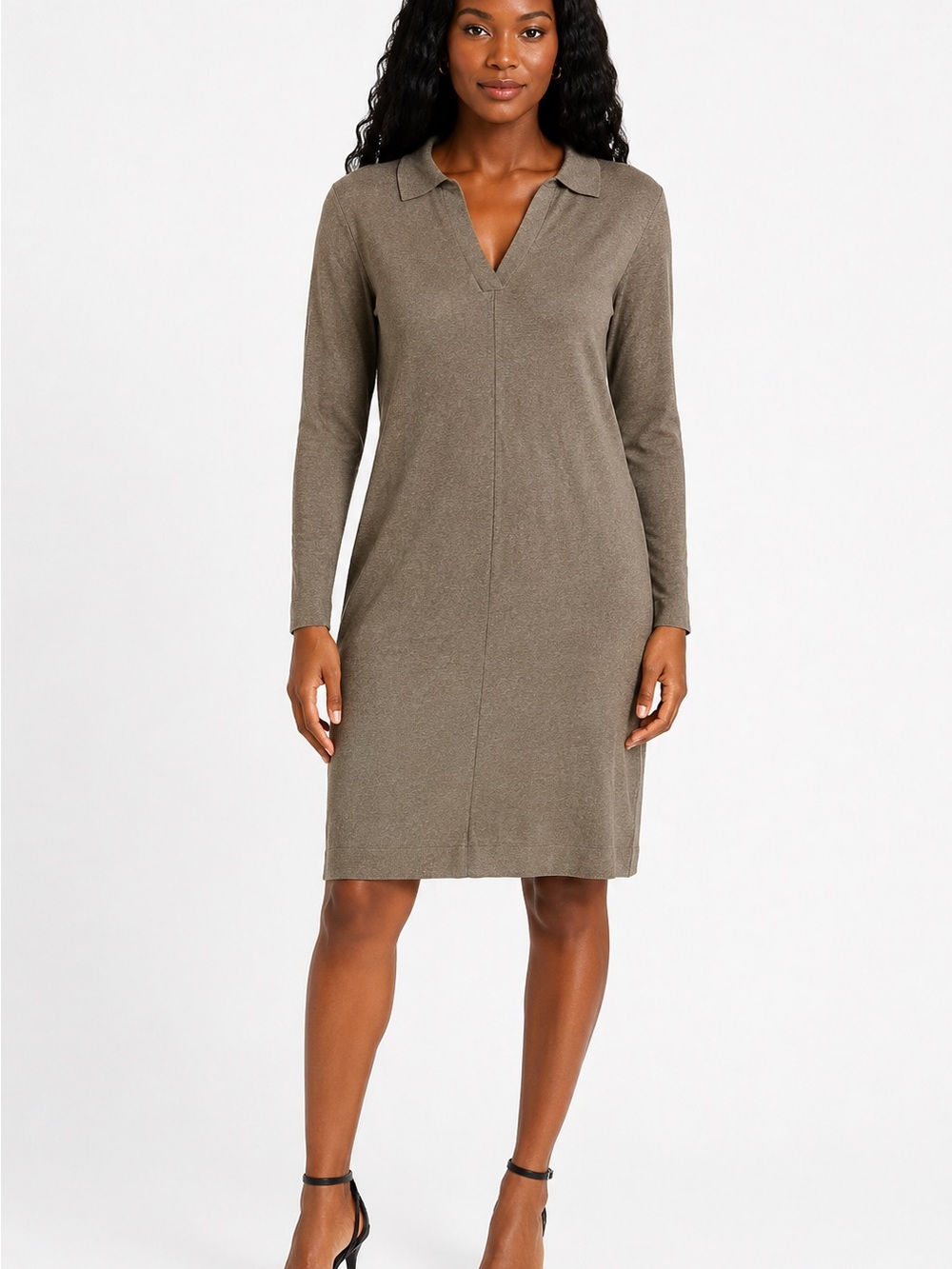 Stitchdrop Taupe Sweater Knit Shirt Dress – Size XS